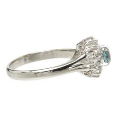 Pt900 プラチナ アレキサンドライト ダイヤモンド アレキサンドライト0.42ct ダイヤ0.17ct フラワーモチーフ リング 指輪 レディース 11.5号 【中古】