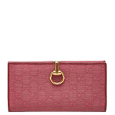 グッチ GGキャンバス 長財布 101602 ピンク レッド キャンバス レザー レディース GUCCI 【中古】