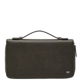 ダンヒル ダブルジップ トラベルコンパニオン トラベルケース 長財布 セカンドバッグ カーキグリーン レザー メンズ Dunhill 【中古】