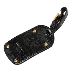 プラダ ネームタグ ラゲッジタグ チャーム ブラック エナメル レディース PRADA 【中古】