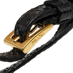 プラダ ネームタグ ラゲッジタグ チャーム ブラック エナメル レディース PRADA 【中古】