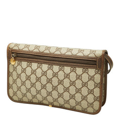 グッチ GGスプリーム 斜め掛け ショルダーバッグ ベージュ ブラウン PVC レザー レディース GUCCI 【中古】