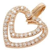 K14PG ピンクゴールド ダイヤモンド ダイヤ0.50ct ハートモチーフ ペンダントトップ ネックレス レディース 【中古】