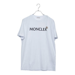 モンクレール ロゴ クルーネック Tシャツ 半袖 サイズM ホワイト コットン メンズ MONCLER 【中古】