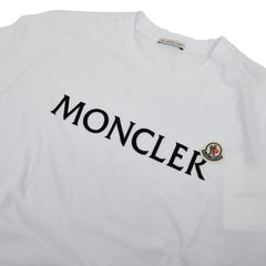 モンクレール ロゴ クルーネック Tシャツ 半袖 サイズM ホワイト コットン メンズ MONCLER 【中古】