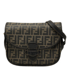 フェンディ ズッカ 斜め掛け ショルダーバッグ ブラウン系 キャンバス レザー レディース FENDI 【中古】