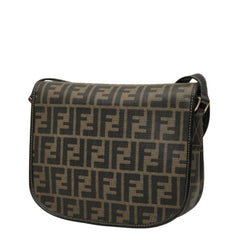 フェンディ ズッカ 斜め掛け ショルダーバッグ ブラウン系 キャンバス レザー レディース FENDI 【中古】