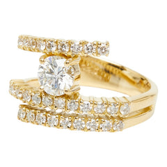 K18YG イエローゴールド ダイヤ0.588ct ダイヤ0.60ct スクリューモチーフ リング 指輪 レディース 11.5号 【中古】