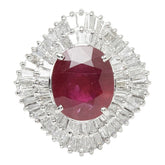 Pt900 プラチナ ルビー ダイヤモンド ルビー4.24ct ダイヤ1.48ct フラワーモチーフ リング 指輪 レディース 11号 【中古】