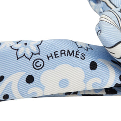 エルメス ヌー パピヨン 蝶ネクタイ ブルー ホワイト ブラック シルク メンズ HERMES 【中古】