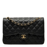 シャネル マトラッセ30 ココマーク ダブルフラップ チェーン ショルダーバッグ ブラック キャビアスキン レディース CHANEL 【中古】