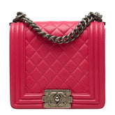 シャネル ボーイシャネル ココマーク チェーン ショルダーバッグ ピンク ラムスキン レディース CHANEL 中古