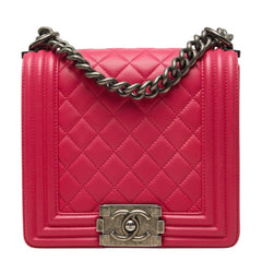 シャネル ボーイシャネル ココマーク チェーン ショルダーバッグ ピンク ラムスキン レディース CHANEL 中古