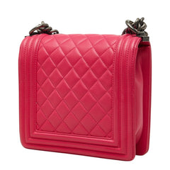 シャネル ボーイシャネル ココマーク チェーン ショルダーバッグ ピンク ラムスキン レディース CHANEL 中古