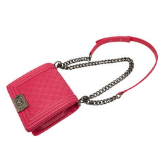 シャネル ボーイシャネル ココマーク チェーン ショルダーバッグ ピンク ラムスキン レディース CHANEL 中古