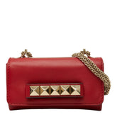 ヴァレンティノ ガラヴァーニ ロックスタッズ ヴァヴァヴーム 斜め掛け ショルダーバッグ レッド レザー レディース VALENTINO 中古