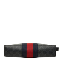 グッチ GGスプリーム シェリーライン クラッチバッグ セカンドバッグ 475316 グレー PVC レザー レディース GUCCI 【中古】