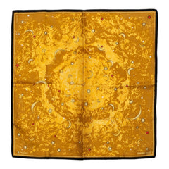 エルメス カレ45 プチカレ l'annee des etoiles 星の時代 スカーフ ブラウン ブラック マルチカラー シルク レディース HERMES 中古