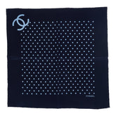 シャネル ココマーク スカーフ ネイビー ブルー シルク レディース CHANEL 【中古】