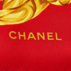 シャネル ロゴ ジュエリー アクセサリー プリント スカーフ レッド マルチカラー シルク レディース CHANEL 【中古】