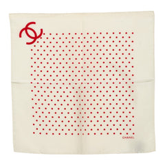 シャネル ココマーク スカーフ レッド アイボリー シルク レディース CHANEL 中古