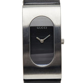 グッチ 腕時計 2400L クオーツ ブラック文字盤 ステンレススチール レザー レディース GUCCI 【中古】