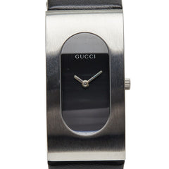 グッチ 腕時計 2400L クオーツ ブラック文字盤 ステンレススチール レザー レディース GUCCI 【中古】