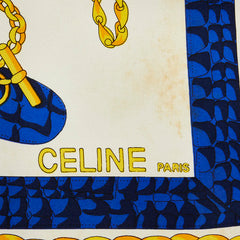 セリーヌ ロゴ バッグ パンプス チェーン スカーフ レッド マルチカラー シルク レディース CELINE 【中古】