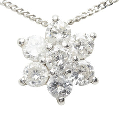 Pt850 プラチナ ダイヤモンド ダイヤ0.50ct スノーモチーフ 雪 結晶 星 ペンダント ネックレス レディース 【中古】