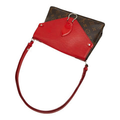 ルイ ヴィトン モノグラム サン ミシェル ショルダーバッグ M44031 コクリコ レッド ブラウン PVC レザー レディース LOUIS VUITTON 【中古】