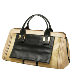 クロエ アリス ハンドバッグ ショルダーバッグ 2WAY パイソン型押し ベージュ ブラック レザー レディース Chloe 【中古】