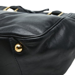 プラダ ハンドバッグ 2WAY ショルダーバッグ ブラック ゴールド レザー レディース PRADA 【中古】