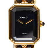 シャネル プルミエール M 腕時計 H0001 クオーツ ブラック文字盤 メッキ レザー オニキス レディース CHANEL 中古