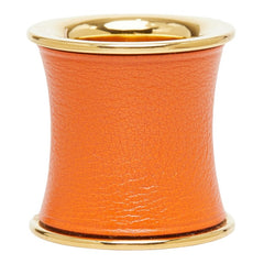 エルメス 筒型 スカーフリング ゴールド オレンジ メッキ レザー レディース HERMES 【中古】