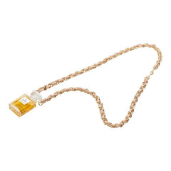 シャネル オードゥ パルファム N°5 パフュームボトル チェーン ペンダント ネックレス ゴールド ピンク メッキ レザー レディース CHANEL 【中古】