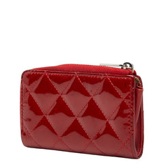 シャネル マトラッセ ココマーク コインケース 小銭入れ レッド パテントレザー レディース CHANEL 【中古】