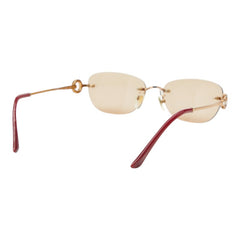 ブルガリ リムレス サングラス 2196BD 2014 ピンク ゴールド レッド チタン ラインストーン レディース BVLGARI 【中古】
