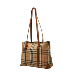バーバリー ノバチェック シャドーホース トートバッグ ショルダーバッグ ベージュ ブラック キャンバス レザー PVC レディース BURBERRY 【中古】