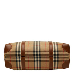 バーバリー ノバチェック シャドーホース トートバッグ ショルダーバッグ ベージュ ブラック キャンバス レザー PVC レディース BURBERRY 【中古】