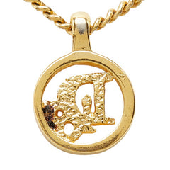 ディオール ラウンドロゴ チェーン ペンダント ネックレス ゴールド メッキ レディース Dior 【中古】