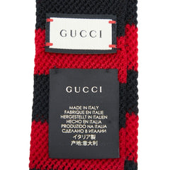 グッチ ボーダー ニット ネクタイ レッド ブラック ウール レディース GUCCI 【中古】