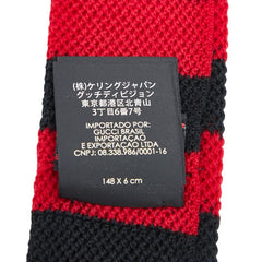 グッチ ボーダー ニット ネクタイ レッド ブラック ウール レディース GUCCI 【中古】
