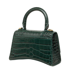 バレンシアガ アワーグラスXS ハンドバッグ ショルダーバッグ 2way クロコ型押し 592883 グリーン レザー レディース BALENCIAGA 中古
