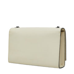 サンローラン カサンドラ ケイト YSLロゴ チェーン ショルダーバッグ 364021 ホワイト ブラック レザー レディース SAINT LAURENT 中古