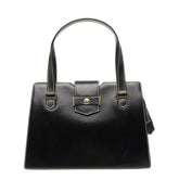 ディオール ロゴフラップ ステッチ ハンドバッグ ブラック レザー レディース Dior 【中古】