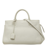 サンローラン カバ リヴゴーシュ ハンドバッグ ショルダーバッグ 2way 400413 ライトグレー レザー レディース SAINT LAURENT 中古