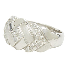 Pt1000 プラチナ ダイヤモンド ダイヤ0.39ct 編み込みモチーフ 三越刻印 リング 指輪 レディース 9.5号 【中古】