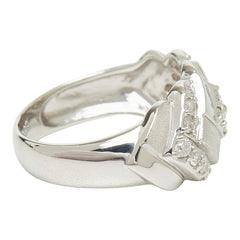 Pt1000 プラチナ ダイヤモンド ダイヤ0.39ct 編み込みモチーフ 三越刻印 リング 指輪 レディース 9.5号 【中古】