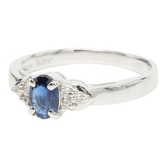 Pt900 プラチナ サファイア ダイヤモンド サファイア0.52ct ダイヤ0.09ct リング 指輪 レディース 13.5号 【中古】
