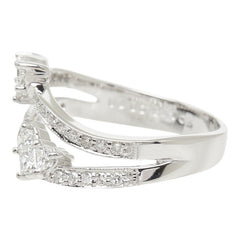 ダイヤモンド K18WG ホワイトゴールド ダイヤ0.38ct ダイヤ0.20ct ハートモチーフ リング 指輪 レディース 12号 【中古】